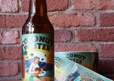 Coconut Porter beer bottle and labels