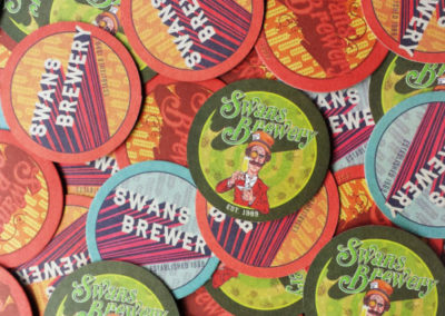 Swans Brewpub beer coasters